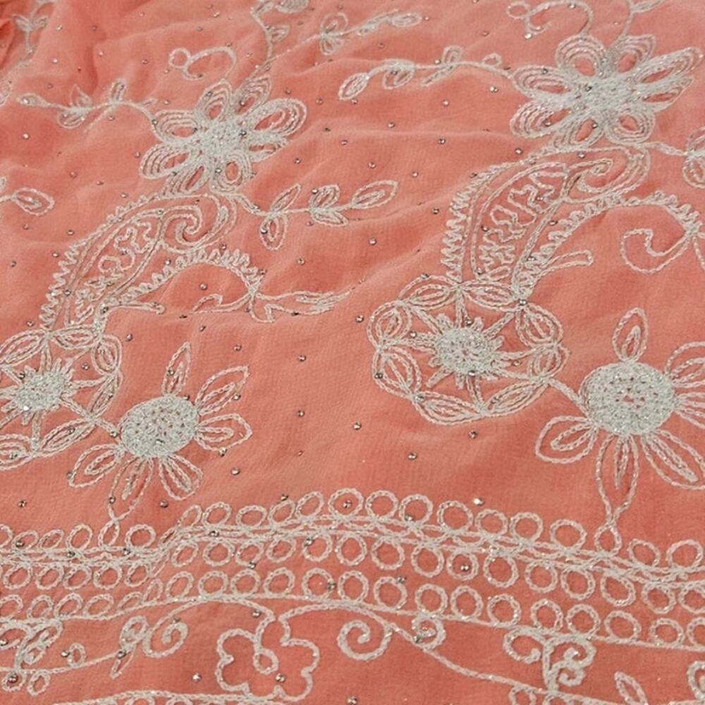 Jessica McClintock Floral Kimono Top Women OS Pink Embroidered Boho Cottage - Picture 6 of 8